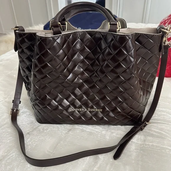 DOONEY AND BOURKE WOVEN EMBOSSED LEATHER BARLOW SATCHEL Dooney & Bourke Small Woven Embossed Leather Barlow Satchel  main image 3